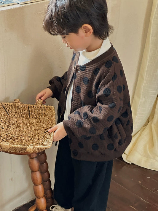 Boys' Mori Style Cotton and Linen Dot Coat