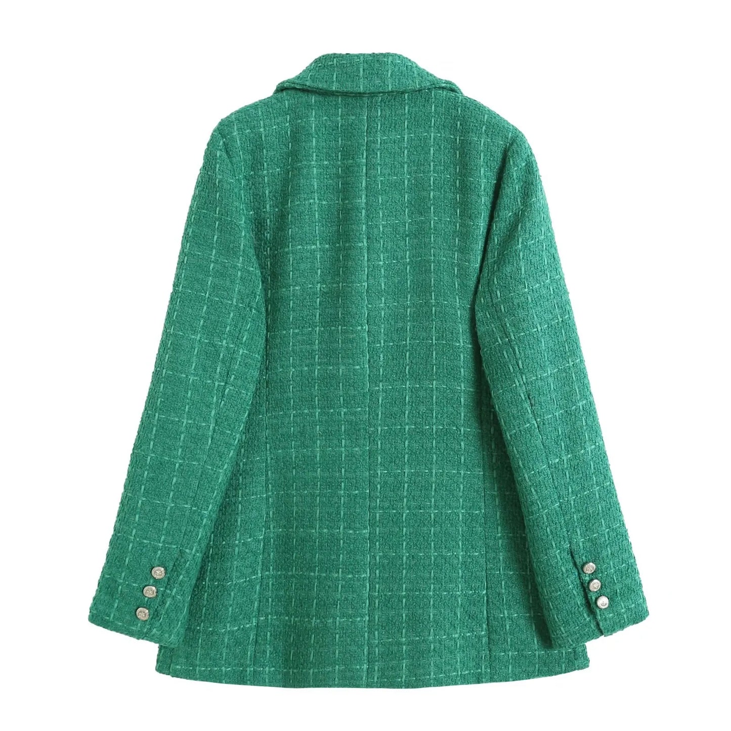 Double Breasted Houndstooth Blazer Coat