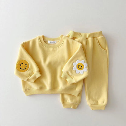 Embroidery Thicken Fleece Sweatshirt + Pant Baby Boy Tracksuit