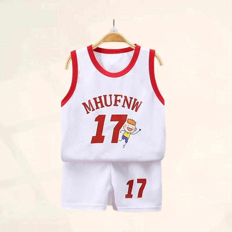 Children's Sleeveless Basketball T-shirt and Shorts