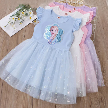 Frozen Elsa Party Baby Dresses for Children Clothing