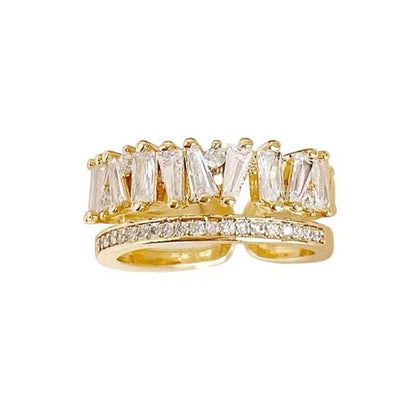 Zircon Gold Color Double Ring