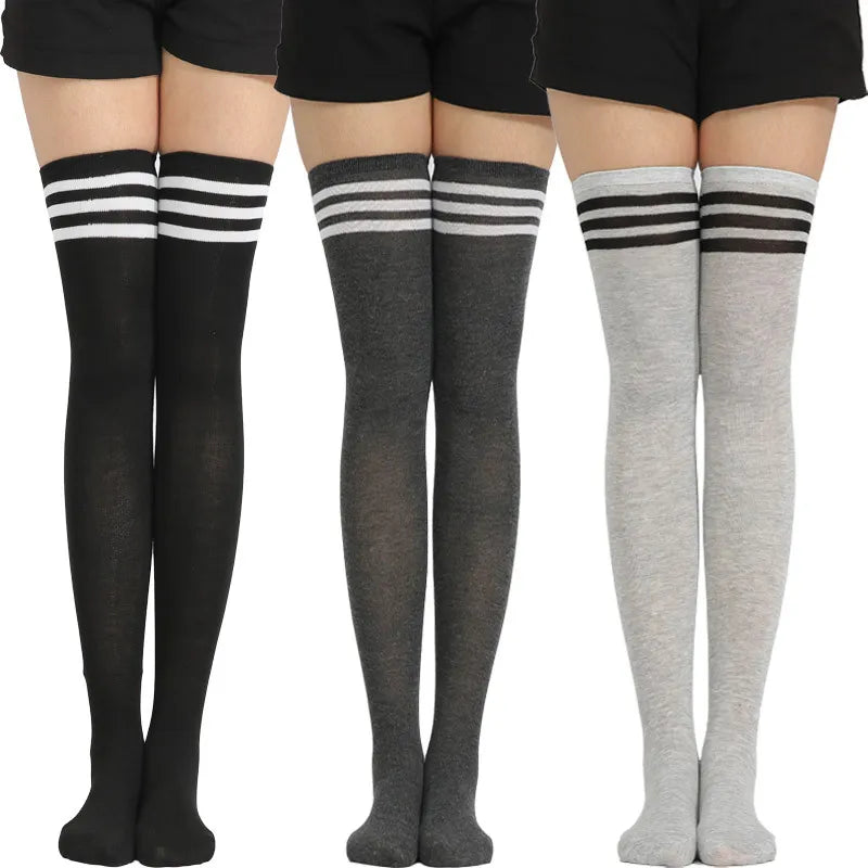 Black White Striped Long Socks