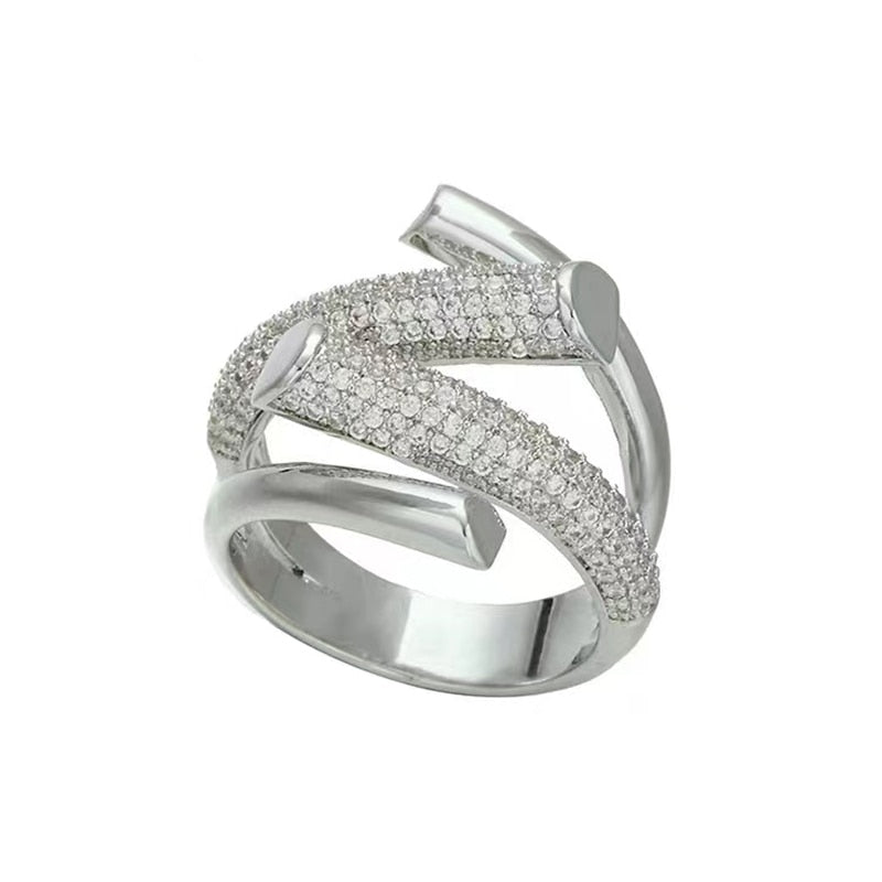 Zircon Cross Silver Color Ring