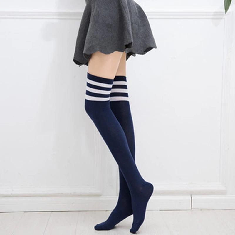 Black White Striped Long Socks