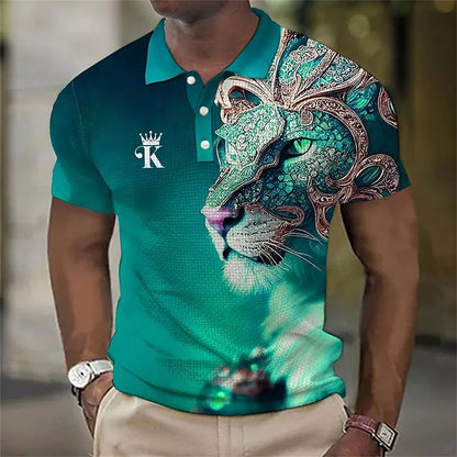 Animal Men'S Polo Shirt, 3d Lion Printing