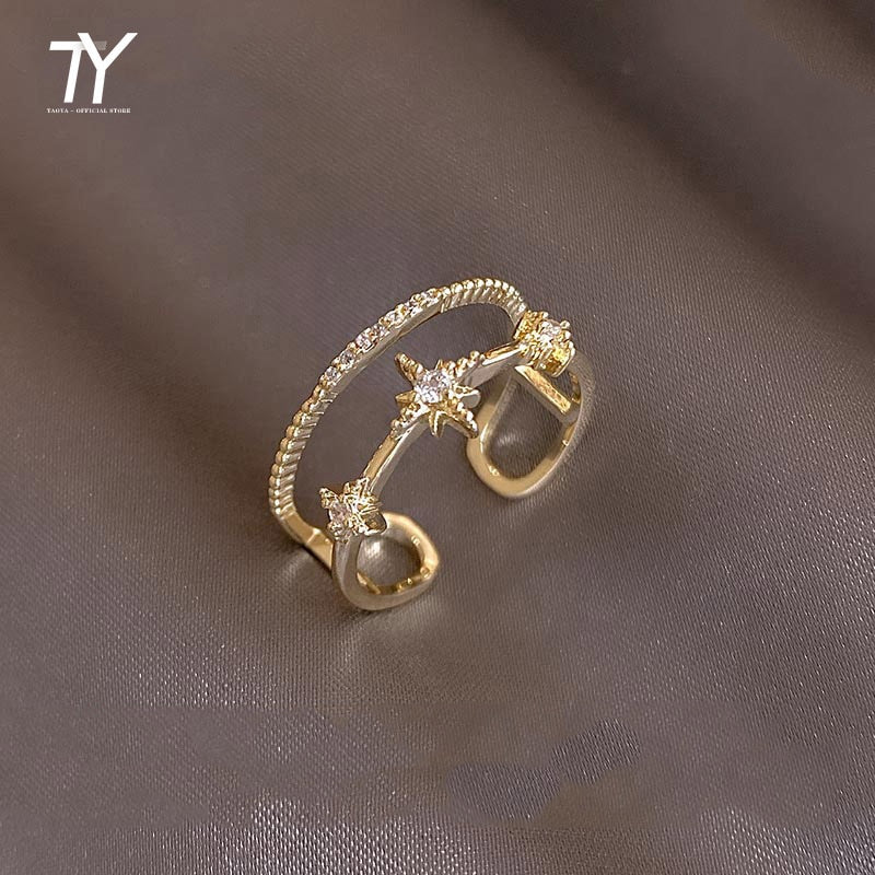 Zircon Gold Color Double Ring