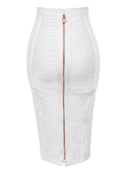 Solid Zipper Bandage Skirt