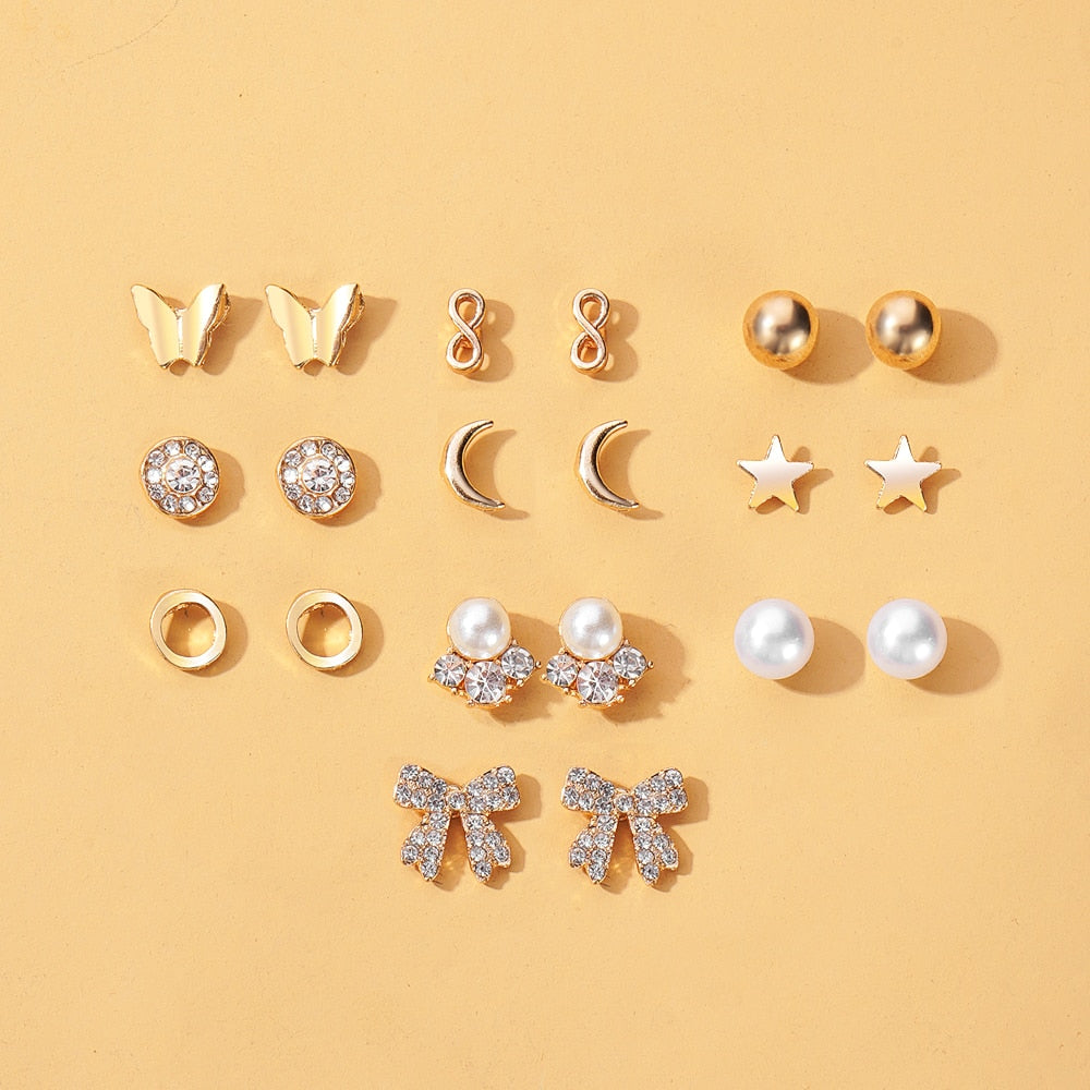 Crystal Heart Stud Earrings