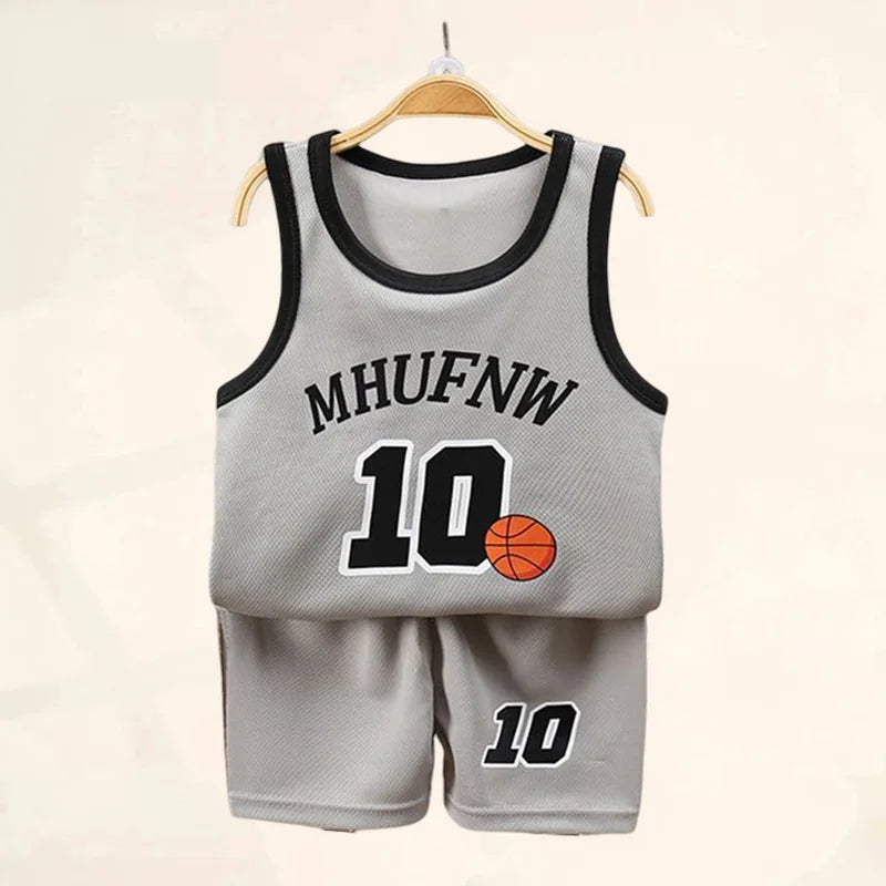 Children's Sleeveless Basketball T-shirt and Shorts