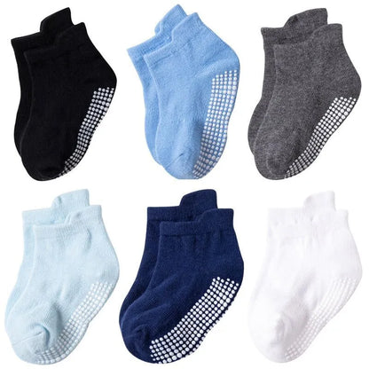 6 Pairs/lot 0 to 6 Yrs Cotton  Anti-slip Boat Socks