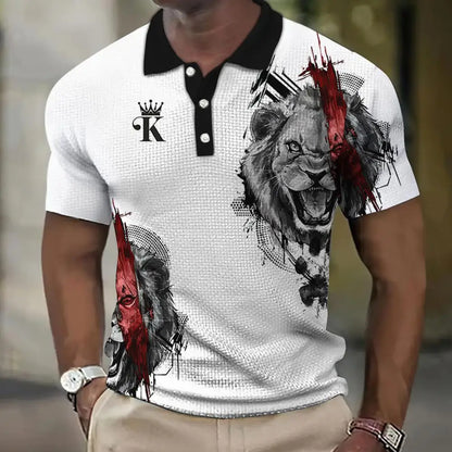 Animal Men'S Polo Shirt, 3d Lion Printing