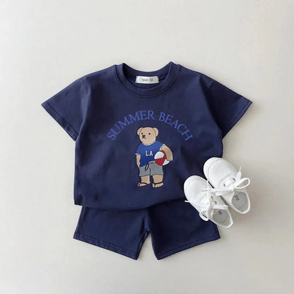 Set Toddler Cartoon Bear T-shirt+Shorts