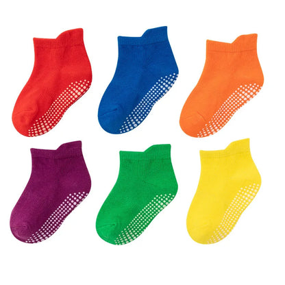 6 Pairs/lot 0 to 6 Yrs Cotton  Anti-slip Boat Socks