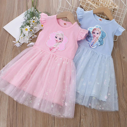 Frozen Elsa Party Baby Dresses for Children Clothing