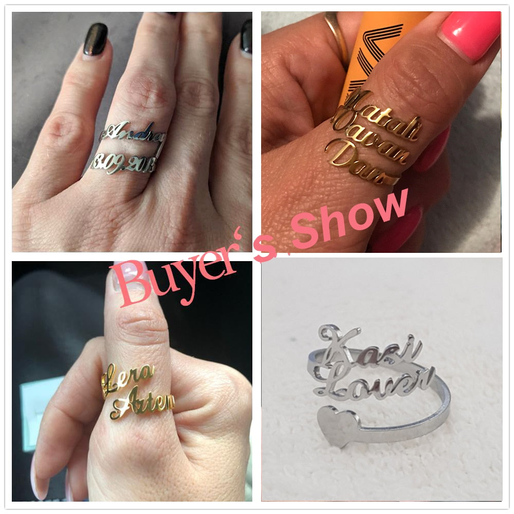 Teamer Personalised Custom Double Name Ring