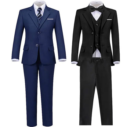 Boys Black Navy Slim Fit Suits