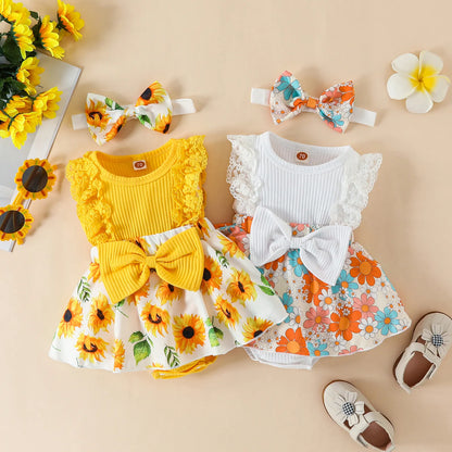 2pcs Infant Baby Girls Romper Dress