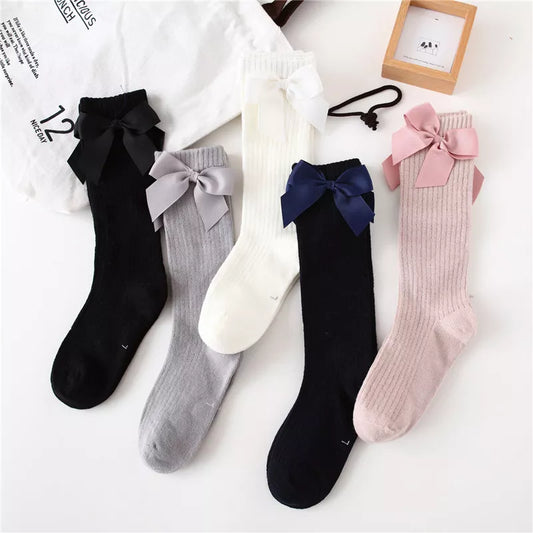 Solid Children Socks With Bows