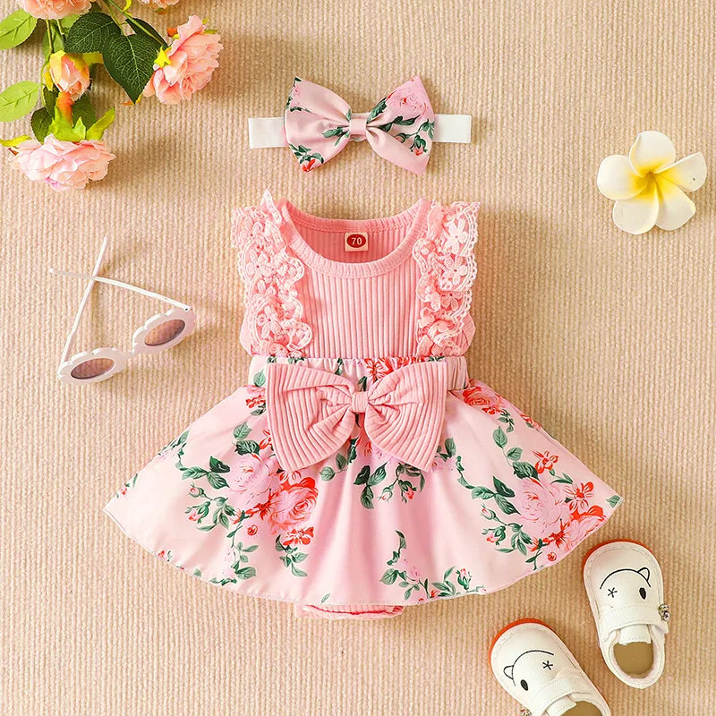 2pcs Infant Baby Girls Romper Dress