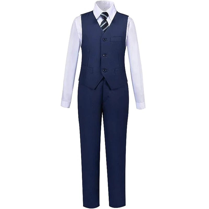 Boys Black Navy Slim Fit Suits