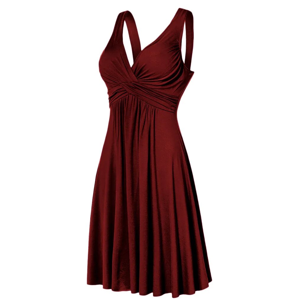 Plus Size Sling Pleated Slim Flare Skirt Dresses