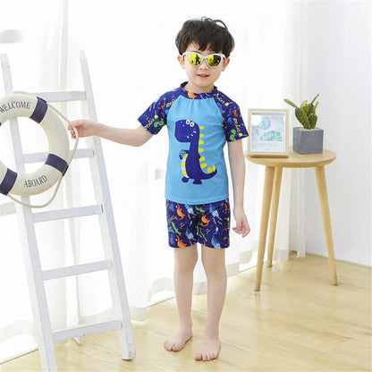 3Pcs Set Cartoon Print Kids Boys Swimwear