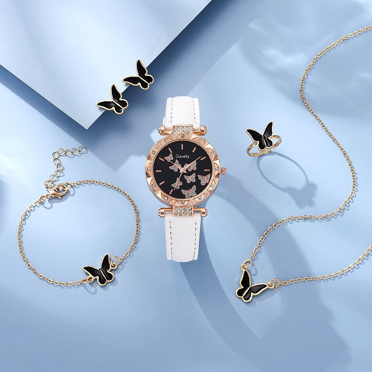 Butterfly Leather Strap  WristWatch