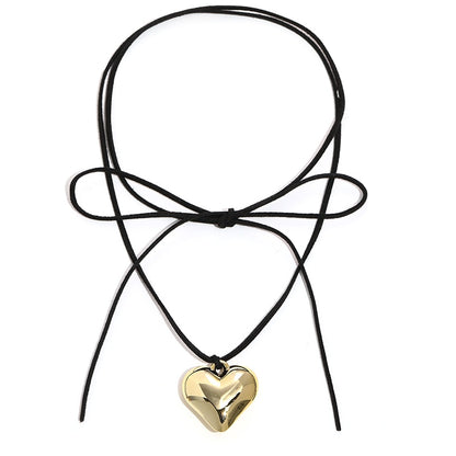 Goth Black Velvet Big Heart Necklace