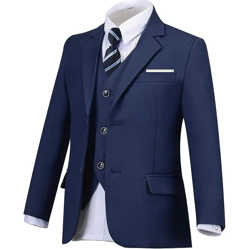 Boys Black Navy Slim Fit Suits