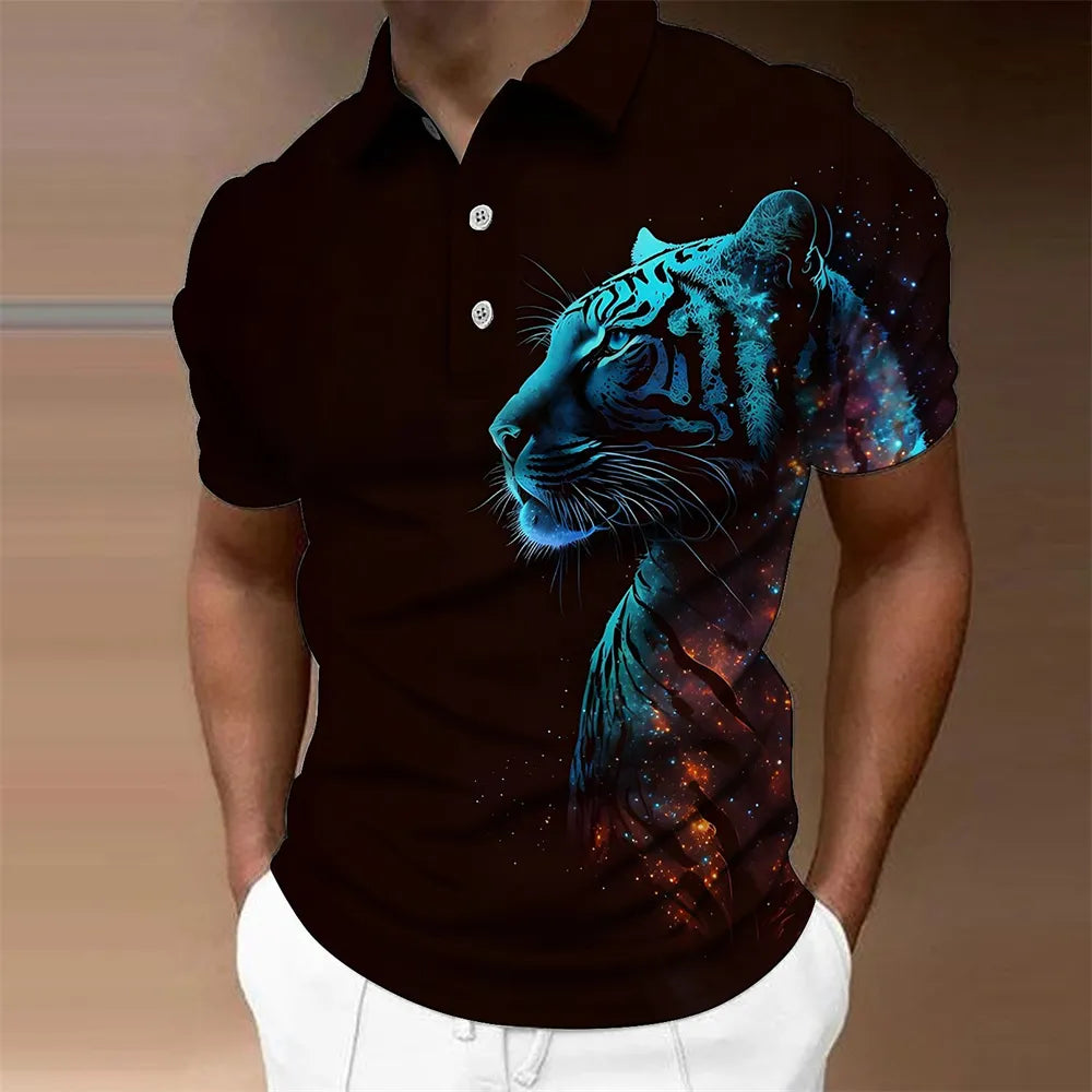 Animal Men'S Polo Shirt, 3d Lion Printing