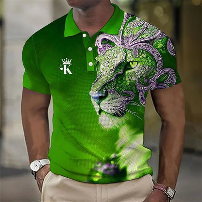 Animal Men'S Polo Shirt, 3d Lion Printing