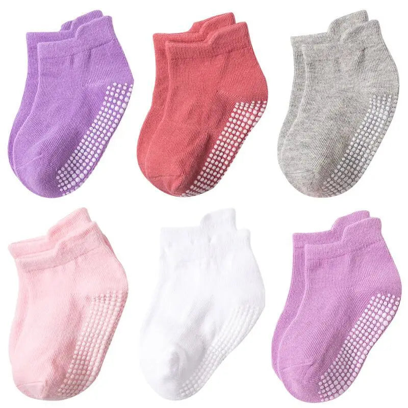 6 Pairs/lot 0 to 6 Yrs Cotton  Anti-slip Boat Socks