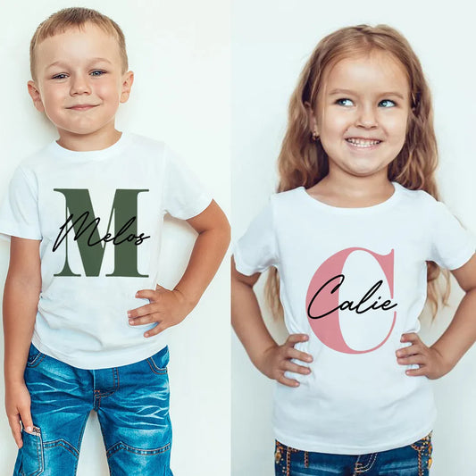 Kids Personalised Name Initial T-shirt