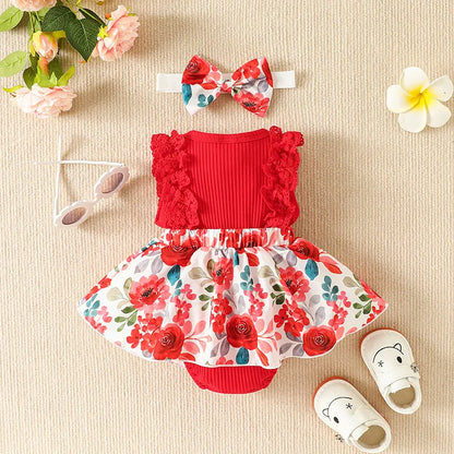 2pcs Infant Baby Girls Romper Dress