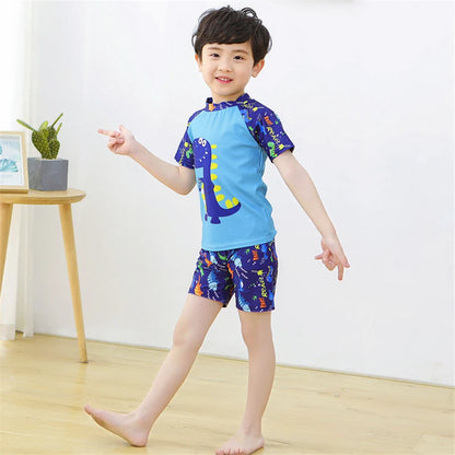 3Pcs Set Cartoon Print Kids Boys Swimwear