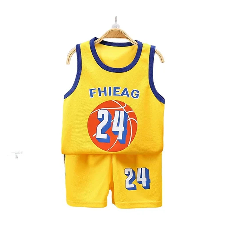 Children's Sleeveless Basketball T-shirt and Shorts