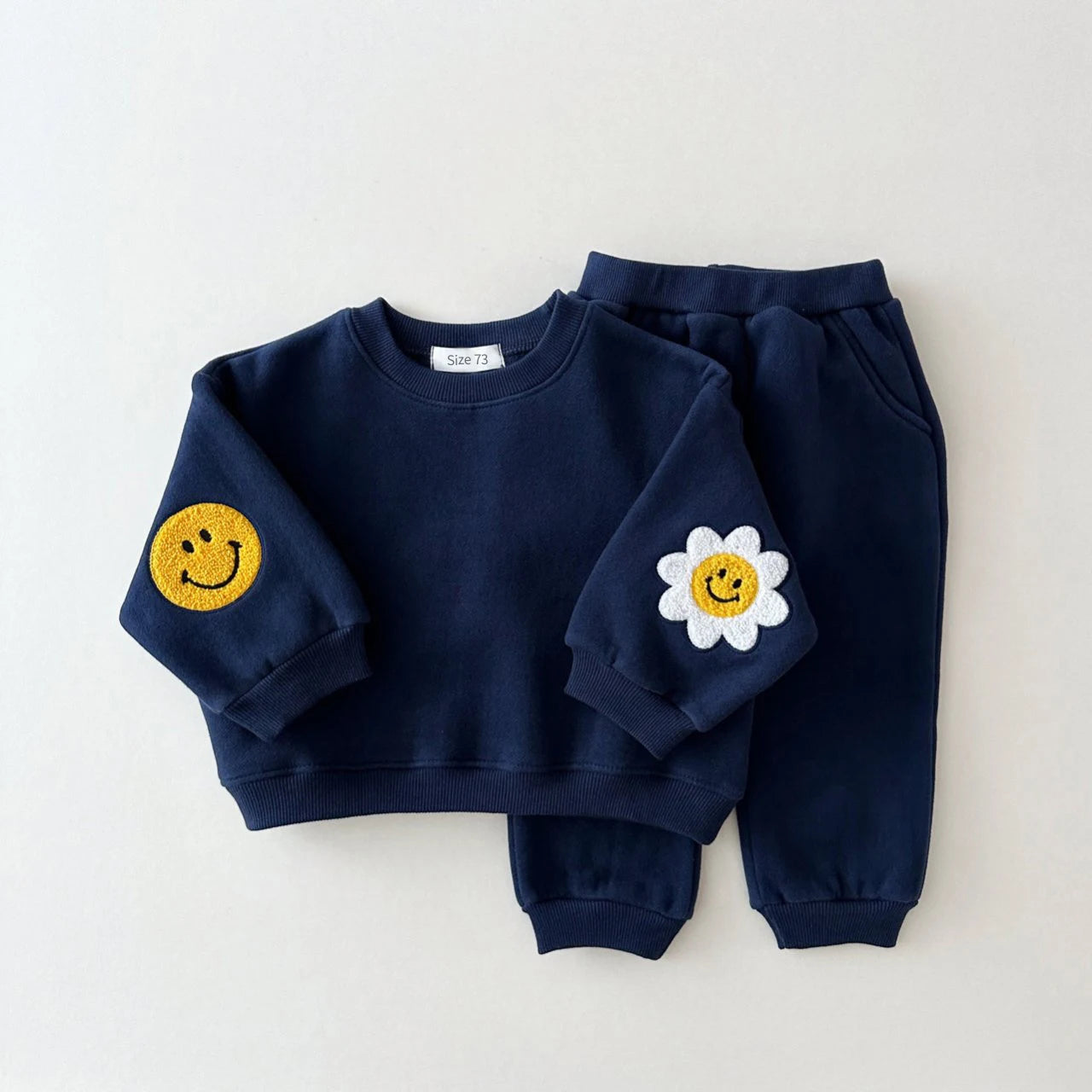 Embroidery Thicken Fleece Sweatshirt + Pant Baby Boy Tracksuit