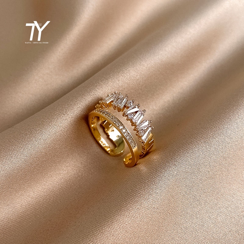 Zircon Gold Color Double Ring