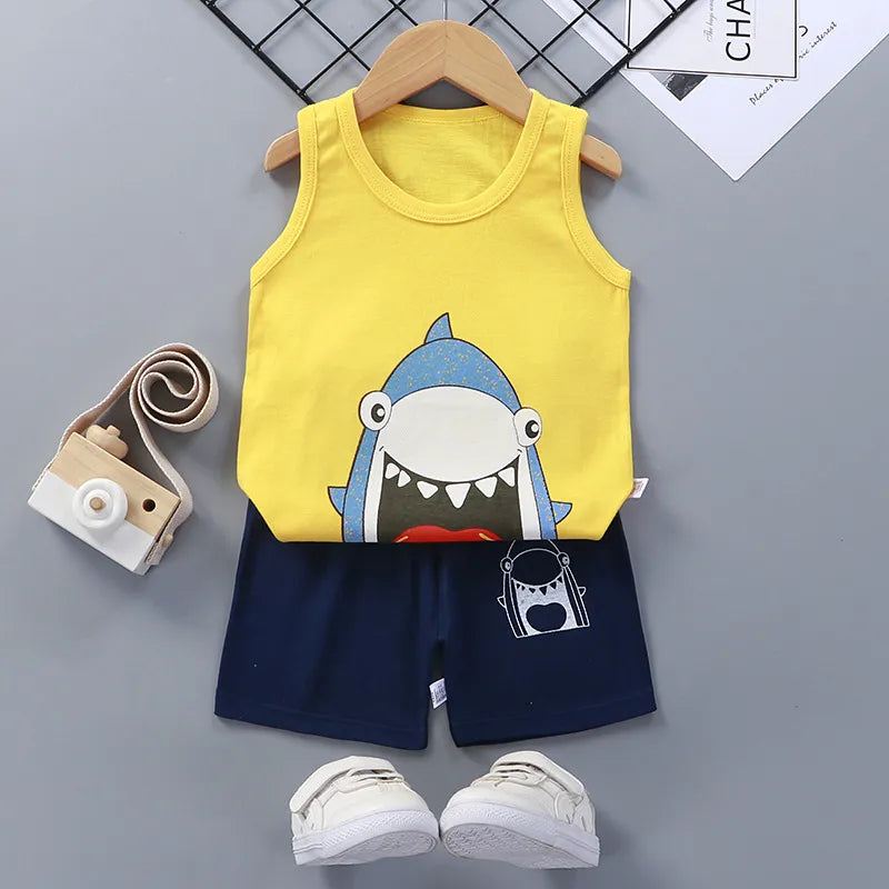 2PCS Children  Cotton T-Shirt and Shorts