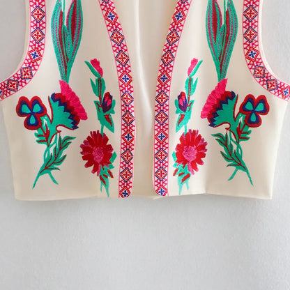 Vintage Floral Embroidered Vest