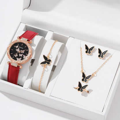 Butterfly Leather Strap  WristWatch