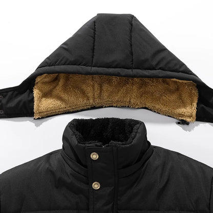 Parka Fleece-Lined Thick Warm Hooded Fur Collar Coat