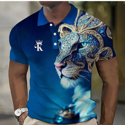 Animal Men'S Polo Shirt, 3d Lion Printing