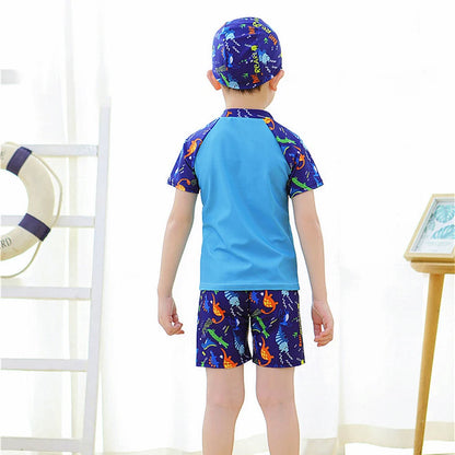 3Pcs Set Cartoon Print Kids Boys Swimwear