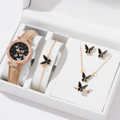 Butterfly Leather Strap  WristWatch