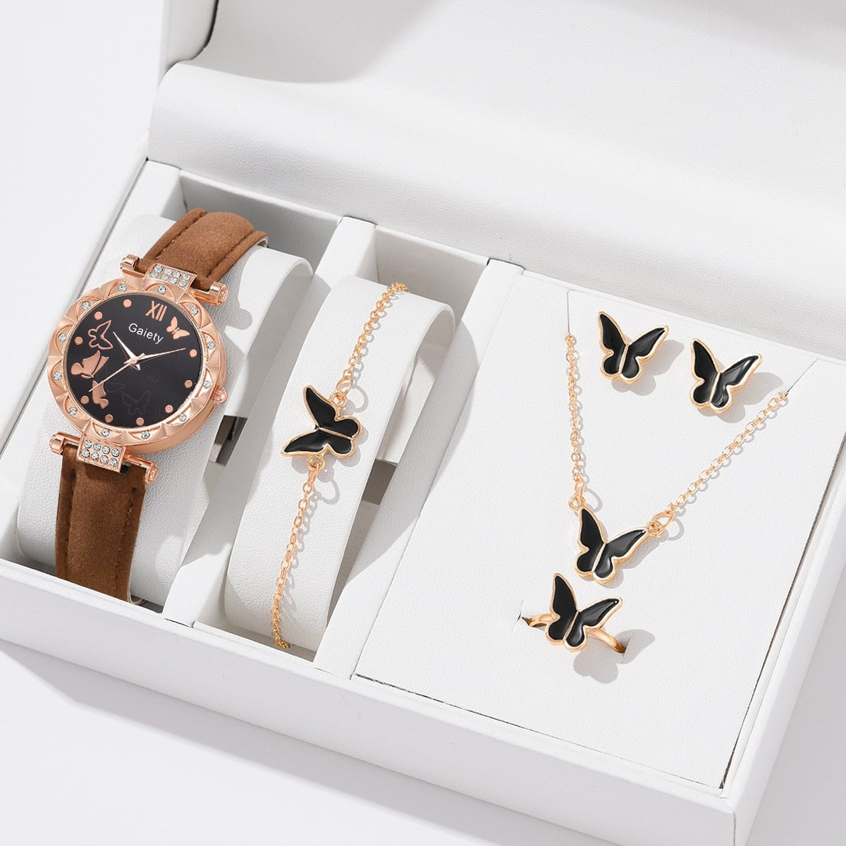 Butterfly Leather Strap  WristWatch