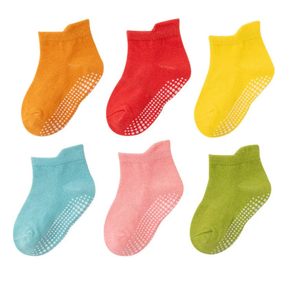 6 Pairs/lot 0 to 6 Yrs Cotton  Anti-slip Boat Socks