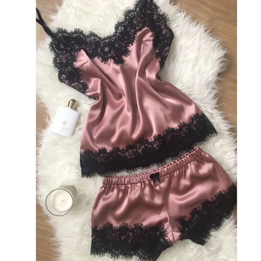 Suit Fashion V-Neck Stretch Satin Babydoll