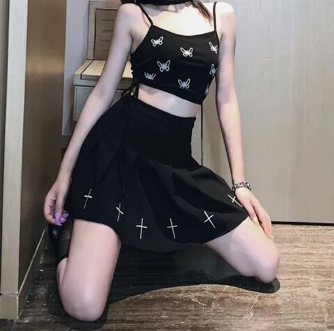 Black High Waist Mini Skirt